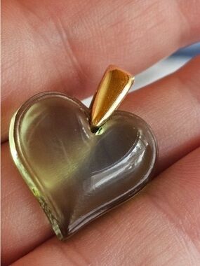 Lalique Heart Necklace with Gold and Green Pendant